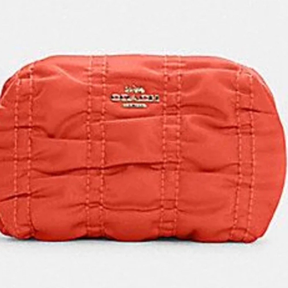 Coach Boxy Cosmetic Case in Mango organe color, NWT